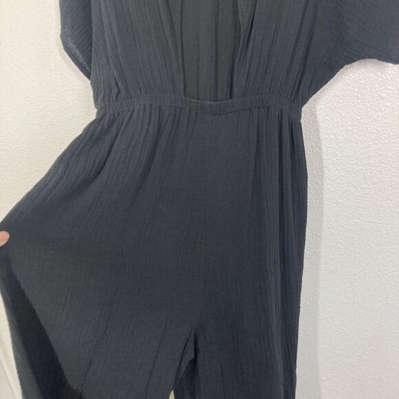 Z SUPPLY Jumpsuit Womens Medium Black Crinkle Gauze Elastic Waist ZP222233S - Picture 12 of 16